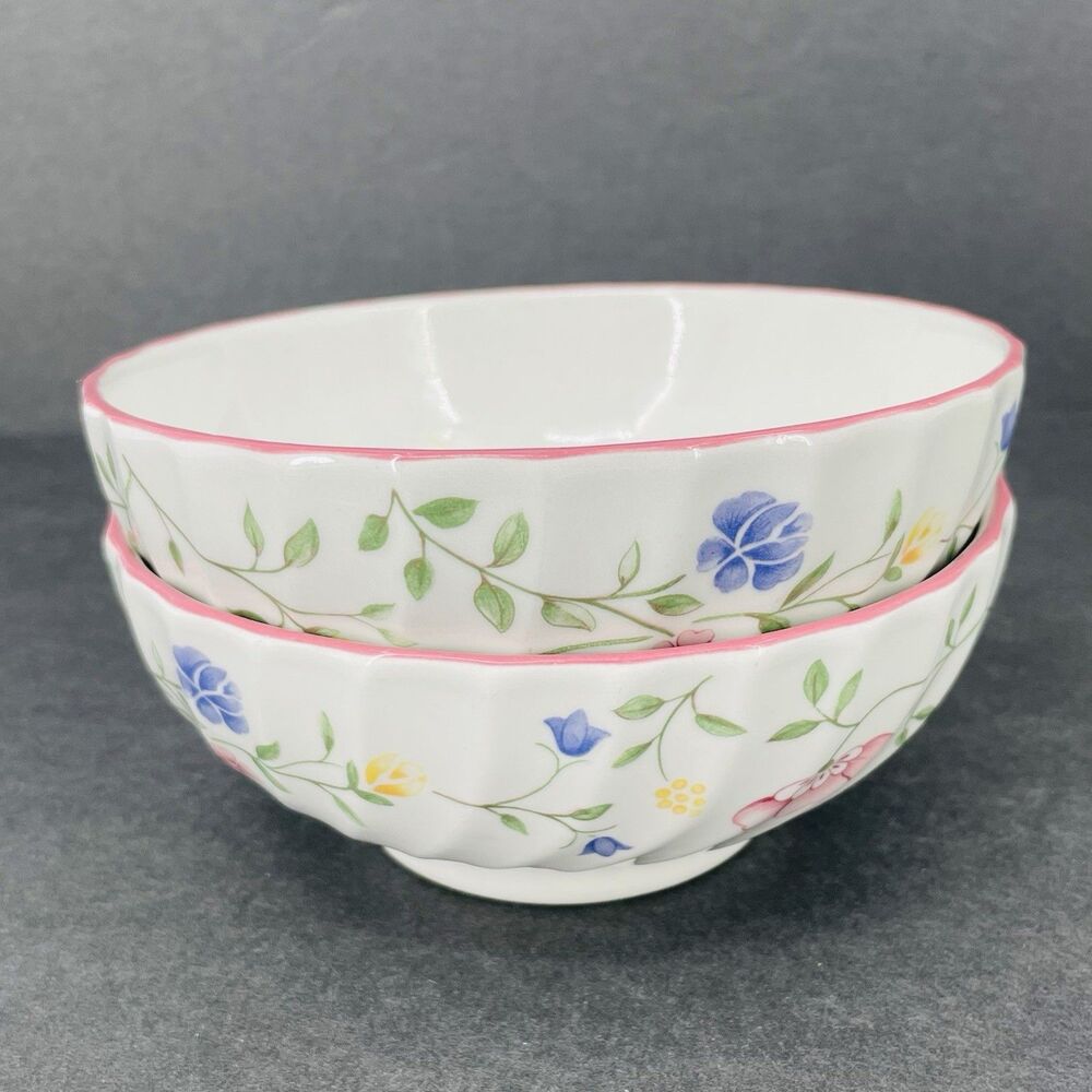 2 Johnson Brothers Summer Chintz Bowls Scallop Floral Ceramic England 5.25"